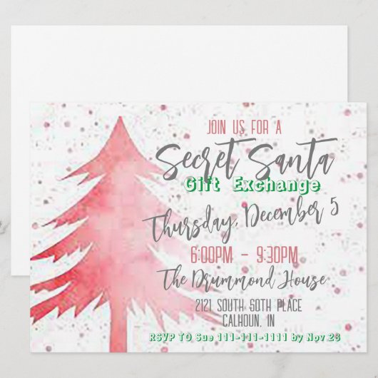 Cadeauruil Uitnodiging voor vakantie 6,5 inch x 8, (Voorkant / Achterkant)