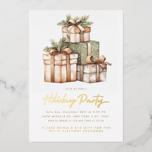 Cadeauruil Witte Olifant Party uitnodiging (Voorkant)