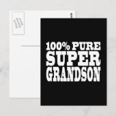Cadeaus 4 kleinzonen: 100% Pure Super Grandson Briefkaart (Voorkant / Achterkant)