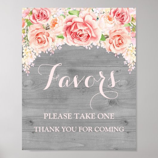 Cadeaus Baby Shower Bord Roze Aquarel Hout Poster (Voorkant)