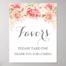 Cadeaus Baby Shower Bord Roze Waterverf Bloemen Poster