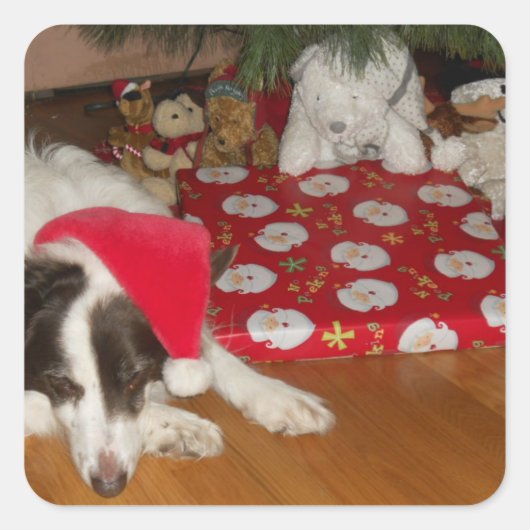 Cadeaus bewaken vierkante sticker (Voorkant)