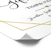 Cadeaus bord bruiloft receptie groen goud poster (Hoek)