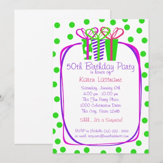 Cadeaus Cadeaus Party Kaart (Voorkant / Achterkant)