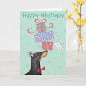 Cadeaus Doberman Kaart (Gele Bloem)