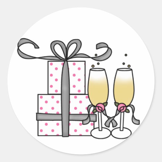 Cadeaus en Champagne Sticker (Voorkant)