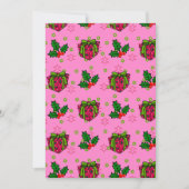 Cadeaus en hulst_roze feestdagenkaart (Voorkant)