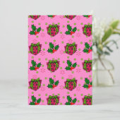 Cadeaus en hulst_roze feestdagenkaart (Staand voorkant)