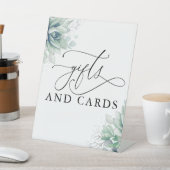 Cadeaus en Kaart Succulenten Groen Bruiloft Pedest Reclamebord Met Voetstuk (Insitu)