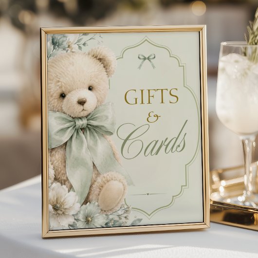 Cadeaus en kaarten bord Sage Green Teddy Poster