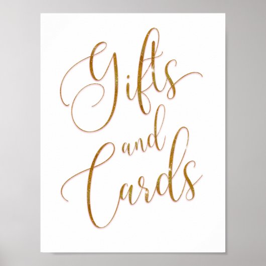 Cadeaus en Kaarten Gouden Glitter Script Tekst Poster (Voorkant)