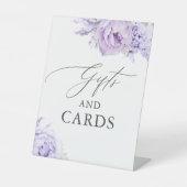 Cadeaus en Kaarten Stoffige Paarse Bloemenbruiloft Reclamebord Met Voetstuk (Voorkant)