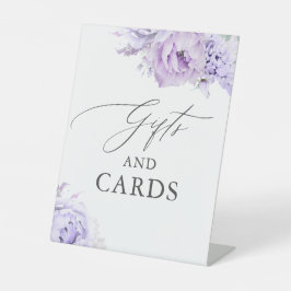 Cadeaus en Kaarten Stoffige Paarse Bloemenbruiloft Reclamebord Met Voetstuk