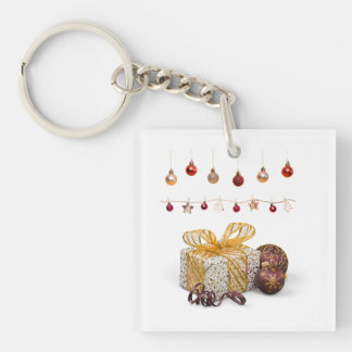 Cadeaus en kerstballen sleutelhanger