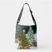 Cadeaus en kerstbomen crossbody tas (Voorkant)