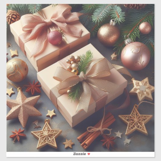 Cadeaus en kerstversieringen sticker (Vel)