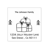 Cadeaus en PIne Trees DOodle Wood Art Stamp Rubberstempel (Afrduk)