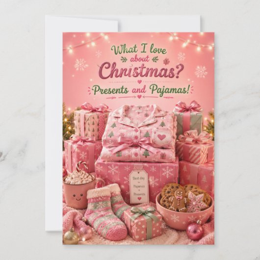 Cadeaus en Pyjama Grappige Kerstkaart Kaart (Voorkant)