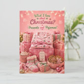 Cadeaus en Pyjama Grappige Kerstkaart Kaart (Staand voorkant)