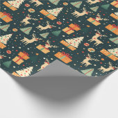 Cadeaus Herten Kerstbomen Donker Patroon Gift Cadeaupapier (Hoek)