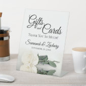 Cadeaus & Kaarten Ivoorkleurige of Witte Roos Dank Reclamebord Met Voetstuk (Insitu)