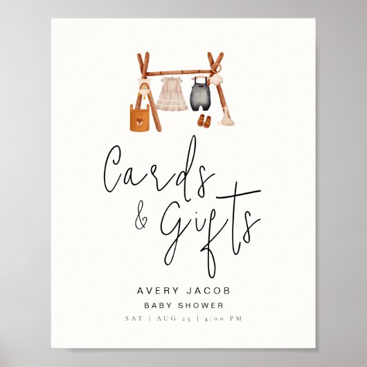 Cadeaus Kaarten Teken Minimal Boho Kleding Baby sh Poster (Voorkant)