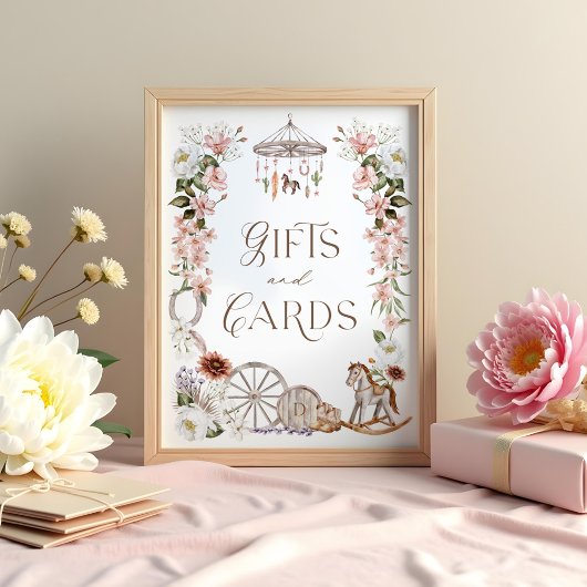 Cadeaus & Kaarten Wild Western Floral Baby shower Poster