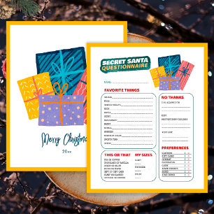 Cadeaus Kerst Spel Geheim Santa Questionnaire