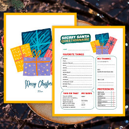 Cadeaus Kerst Spel Geheim Santa Questionnaire