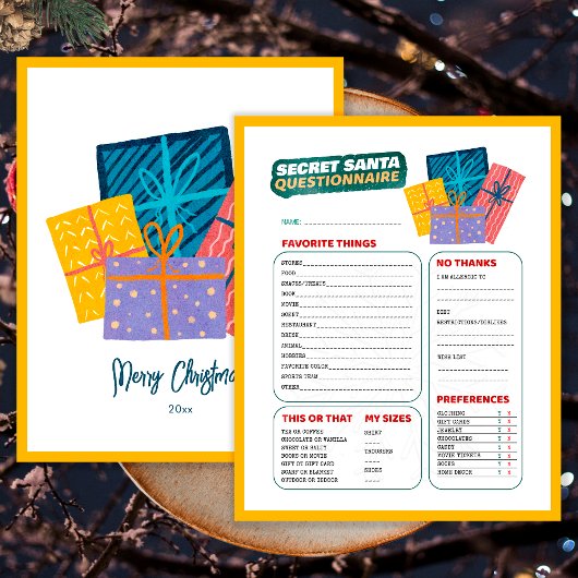 Cadeaus Kerst Spel Geheim Santa Questionnaire