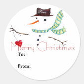 Cadeaus kerstcadeaulabel Snowman Sticker (Voorkant)