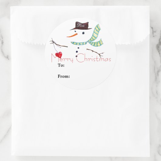 Cadeaus kerstcadeaulabel Snowman Sticker (Tas)