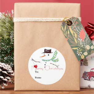 Cadeaus kerstcadeaulabel Snowman Sticker