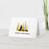 Cadeaus kerstfeestdag met zwarte gouden kerstbomen kaart (Voorkant)