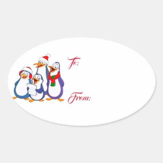 Cadeaus Label Sticker-Singing Pinguins (Voorkant)