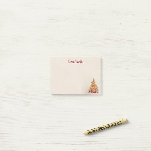 Cadeaus met winterkerstgouden stoom post-it® notes (Op bureau)