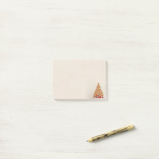 Cadeaus met winterkerstgouden stoom post-it® notes (Op bureau)