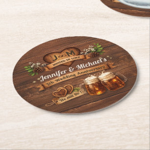 Cadeaus om dank je te zeggen voor het 5-jarig hout ronde kartonnen onderzetter