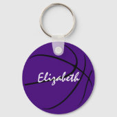 Cadeaus onder 10 voor basketbalteam paarse zwart sleutelhanger (Achterkant)