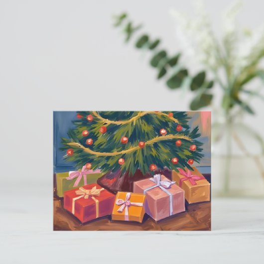 Cadeaus onder de boom | Kaart voor de kerstvakanti (Staand voorkant)