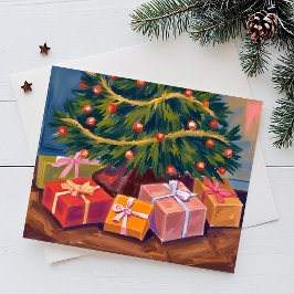 Cadeaus onder de boom | Kerstansichtkaart Feestdagenkaart