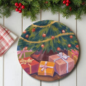 Cadeaus onder de boom kerstfeest papieren bordje