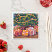 Cadeaus onder de boom kerstfeest servet (Insitu)