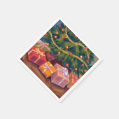 Cadeaus onder de boom kerstfeest servet (Hoek)