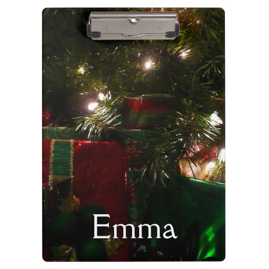 Cadeaus onder de boom kerstvakantie klembord (Voorkant)