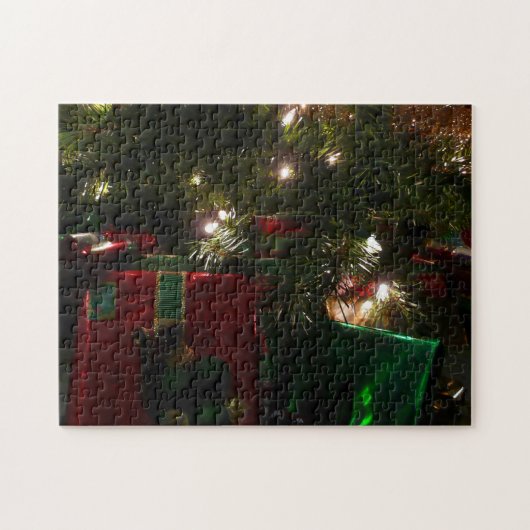 Cadeaus onder de boom kerstvakantie legpuzzel (Horizontaal)