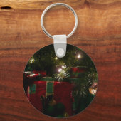 Cadeaus onder de boom kerstvakantie sleutelhanger (Achterkant)