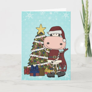 Cadeaus onder de kerstboom - Koe Dank u Bedankkaart
