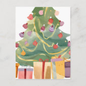 Cadeaus onder de kerstboom | Waterverf Feestdagenkaart (Voorkant)