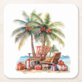 Cadeaus onder de palmboom kartonnen onderzetters